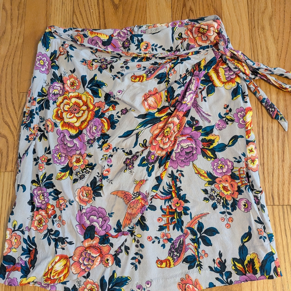 LOFT Multicolor Floral Skirt